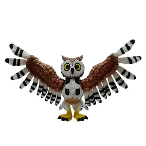 Owl Bird 3D Printed Articulating Figurine Traditional Design with Unique Features