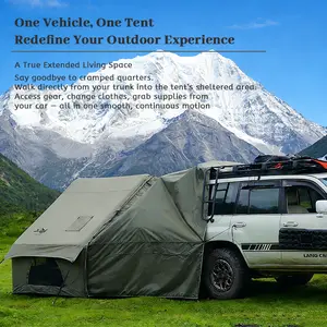 PAKICETUS Inflatable SUV Tailgate Tent, Quick Setup Car Trunk Camping Tent with Pump, 4-6 Person, Airflow Breathable Mesh, Windproof Oxford Inflatable House for Summer Glamping & Car Camping
