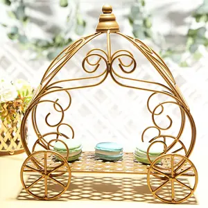 Gold Wrought Iron Table Centerpiece 11" Cinderella Pumpkin Carriage - Rustic Wedding Display