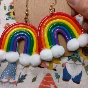 rainbow earrings, with clouds, perfect for those who want to express themselves, perfect for pride, perfect for rainbow lovers
