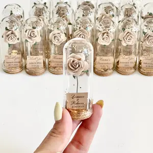 Tan Wedding Favors – Rose Dome Favors for Guests, Personalized Beauty and the Beast Custom Party Gifts, Bulk Rustic Favors