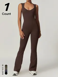 Women's Sporty Slimming Vintage Jumpsuit, Workout Jumpsuit, Waist Cinching Butt Lifting Outdoor Sports Fitness Streetwear Tight Fit One-Piece Pants, Fitness Outfit