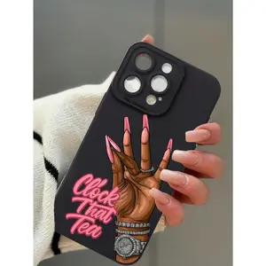 Beauty Nail Pattern Liquid Silicone Mobile Phone Case Full-Body Protection Shockproof Anti-Fall TPU Soft Rubber Case Compatible With IPhone 13/11/17/17pro/16/14/15/15pro/15 Plus/15 Promax/7plus/8plus/X/Xs Max/Xr/11pro/12pro/13pro/14pro/12mini/13mini/11pr