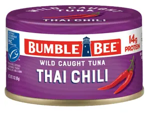 Wild Caught Skipjack Chunk Light Tuna Cans, Snackers Thai Chili Flavor - 3 oz Easy Open Can (Pack of 1) - 14g Protein per Serving - No Draining, Ready to Eat - Ideal for Snacks, Salads