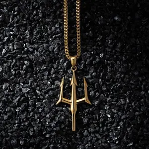 Hip Hop Trident Necklace Cross Men's and Women's Niche Accessories Pendant Collarbone Chain Fashion
