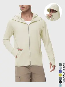 Top-Tier Men's UPF 50+ Sun Protection Hoodie | Full Zip Face Shield Breathable Mesh Fabric All-Day Comfort for Hiking Fishing#SummerVibes