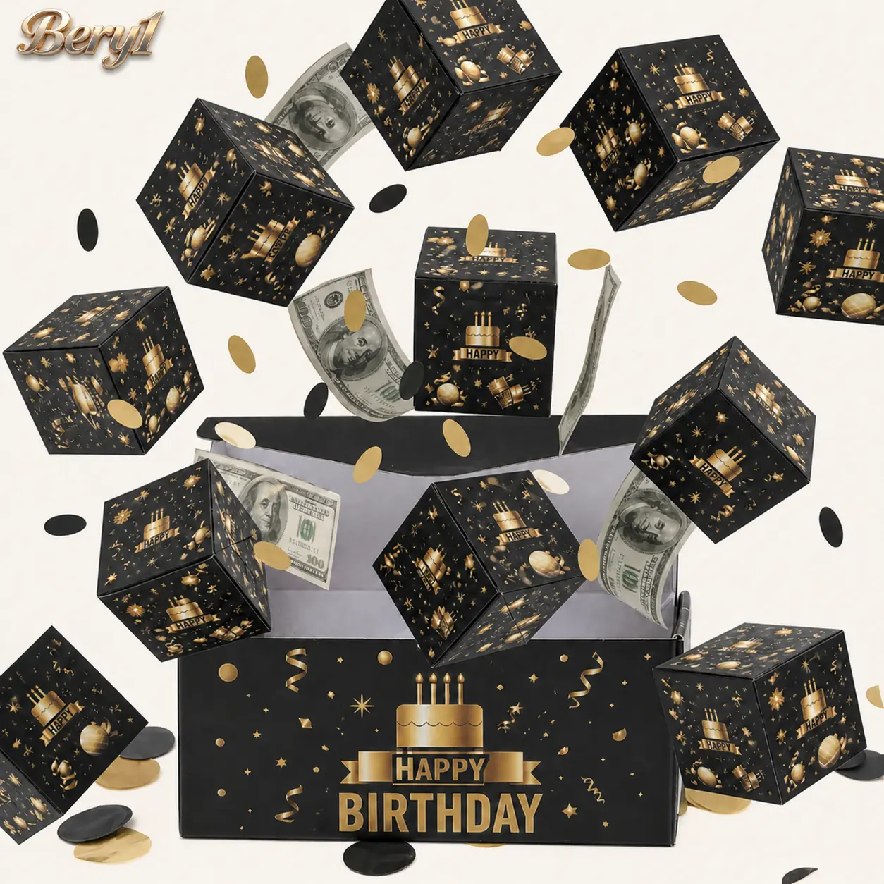 Bery1--Surprise Pop-Up Gift Box, Creative Folding Money Explosion Box, Luxury Birthday Bounce Gift Box for Cash, Photos and Small Gifts, Birthday, Anniversary, Valentine’s Day, Wedding and Proposal Celebrations