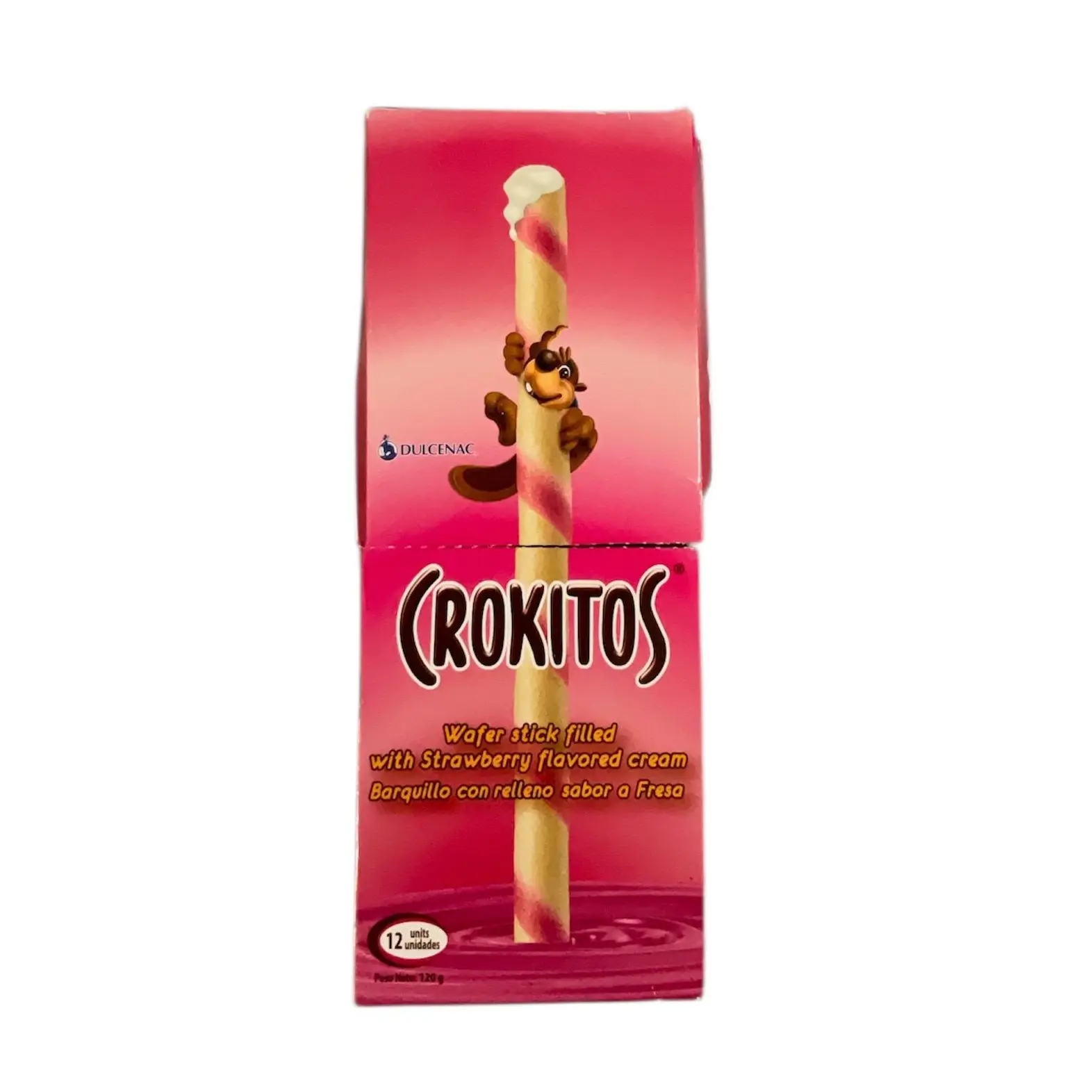 Crokitos Filled Wafer Snack - 12-Piece Box with Strawberry Flavor