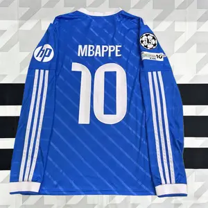 2025–26 Away Mbappé Blue No. 10 Fan Edition Long-Sleeve Soccer Jersey
