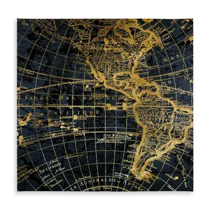 360 Stand Square World Map Tablecloth - 58x58 in, Water Resistant, Indoor-Outdoor Household Kitchen Linen Textile Home Decor (C1TC58589LAENB), Square Shape