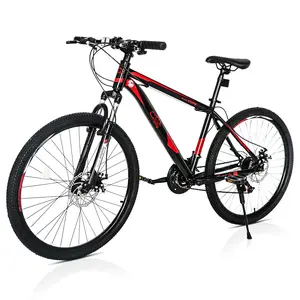 26 Inch Mountain bike for adults 21-Speed Gears Double, Red Black Mountain Bike,Fork High Carbon Steel Frame Outdoor Trail Riding