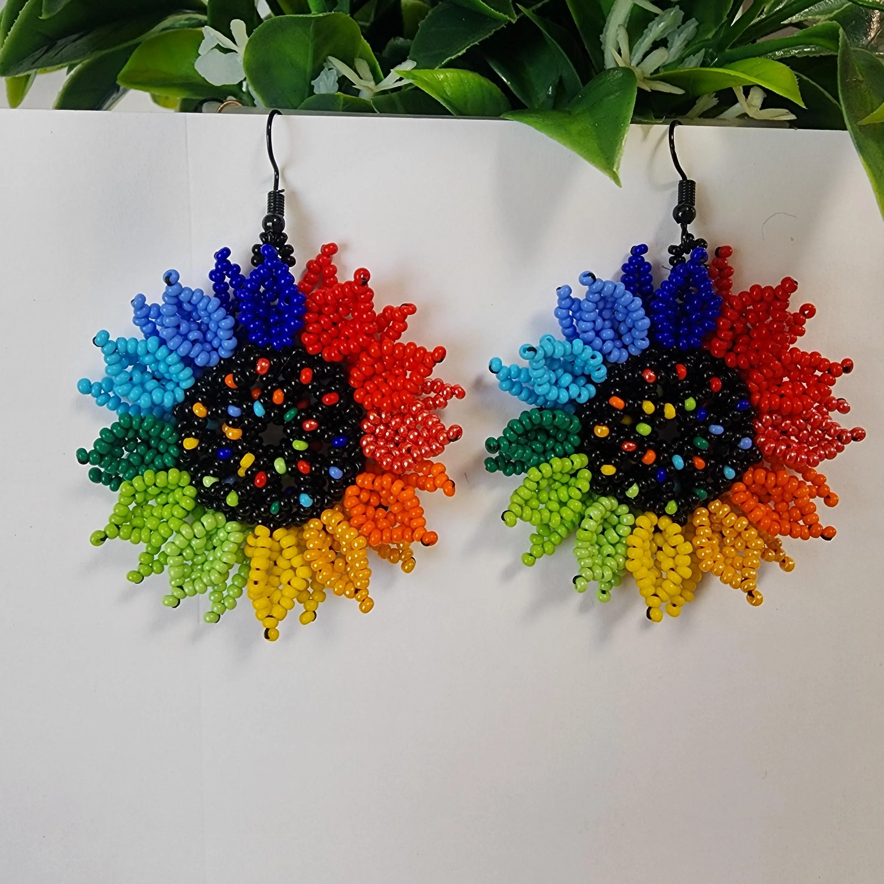 Handcrafted Sunflower Beaded Earrings In Different Colors
