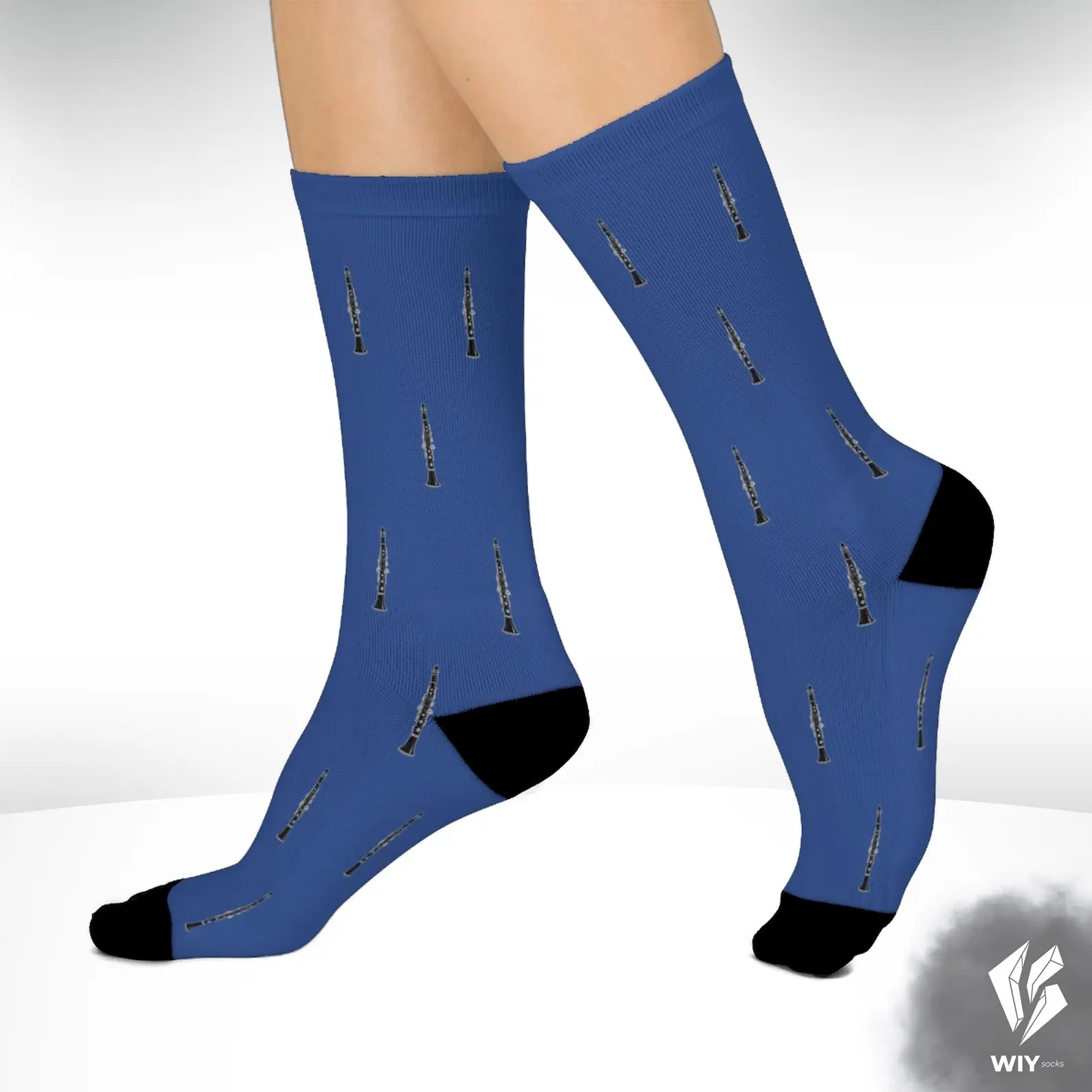 Clarinet Cushioned Crew Socks, Woodwind Instrument Graphic Socks, Musician & Band Novelty Socks, Soft Padded Unisex Crew Socks for Clarinet Players, Music Students & Music Lovers