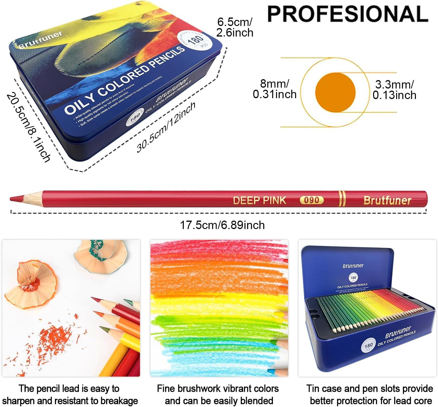 180 Color Artist Colored Pencils Set, Soft Core, Professional Numbered Art Drawing Pencils for Sketching Shading Blending Crafting, Gift Tin Box