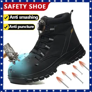 New Rotating Button Safety Shoes for Men Steel Toe Sneaker Non Slip Work Shoes Man Puncture Proof Protective Safety Boots Indestructible sneaker