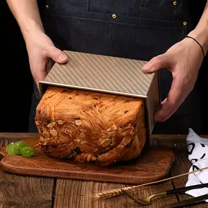 Pullman Loaf Pan with Lid, Nonstick Carbon Steel Bread Baking Pan for Sandwich Bread, Toast Bread & Sourdough, Rectangular Pullman Bread Mold, 1.5lb Dough Capacity