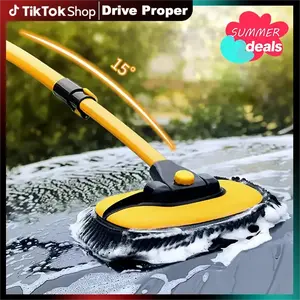 43'' Long handle car wash mop，15° Ergonomic design，Microfiber material，Avoid scratching，Retractable aluminum pole(Durable)，suitable for Cars, Truck, SUV and Home cleaning - Car Wash Accessories! Caressentials! Labor Day Gift!