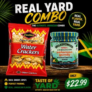 Excelsior Water Crackers & Walkerswood Spicy Solomon Gundy Smoked Herring Paste Real Yard Combo Authentic Jamaican Snack Shop