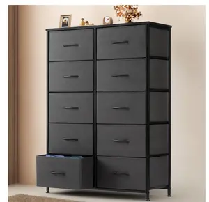 10-Drawer Fabric Dresser Storage Chest for Bedroom, Closet, Entryway, Storage Furniture for Adults, Black