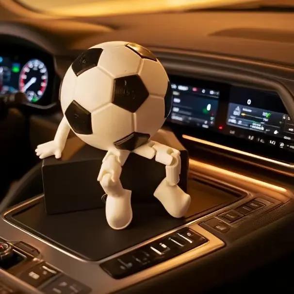 Cute Football Figurine Car Dashboard Ornament, Creative Soccer Ball Car Interior Decor, Novelty Automotive Accessory Gift for Football Lovers