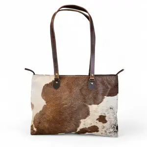 Genuine Cowhide Large Tote Highlands Cowhide Tote Bag Vintage Dark Brown
