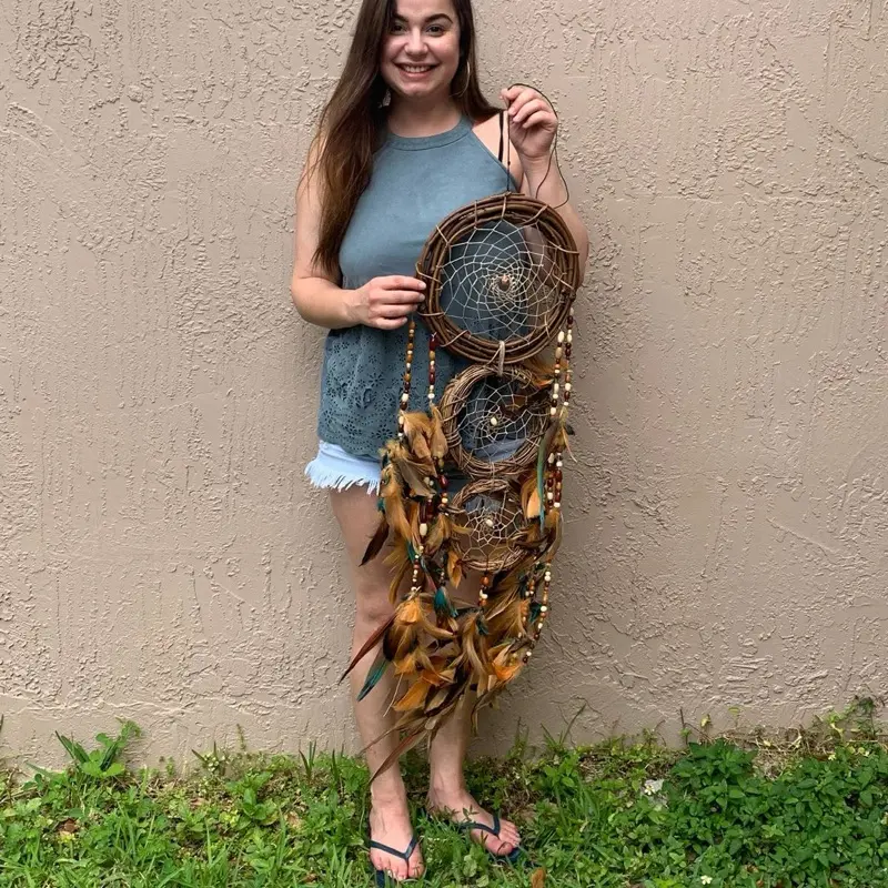 Handmade Dreamcatchers with Feathers and Beads for Home Decor