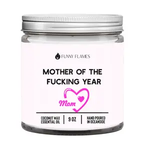 Funny Flames Mother of the F*cking Year Candle - 9oz Coconut Wax Eco-Friendly Pineapple Mango Coconut Milk Scented Decor Gift Jar