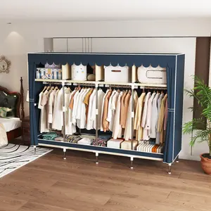 ARLUKIN Modern Portable Wardrobe 8 Storage Spaces Large Capacity Dustproof for Bedrooms Rentals Students Home Storage Solutions 4 Hanging Rods