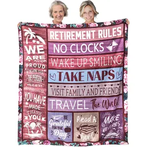 Cool Retirement Rules Gifts for Women 2024, Best Retirement Gifts Ideas, Funny Farewell Gifts for Coworkers Women 50"x60", Coworker Leaving Gift Blanket, Funny Retirement Blanket