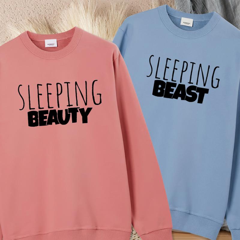 Sleeping BeautyBeast Matching Hoodie, sweatshirt for women,married couple gifts, valentines day gift, couples shirts