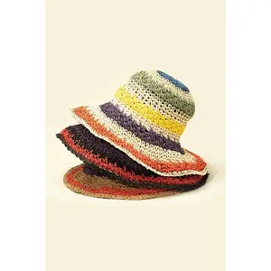 LA3accessories Packable crochet straw bucket hat