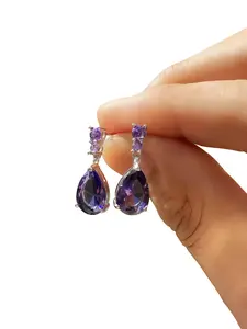 Elegant Teardrop Earrings, Long Dangle Earrings with Rhinestones, Stainless Steel Fashion Jewelry for Women, Wedding Party Daily Wear