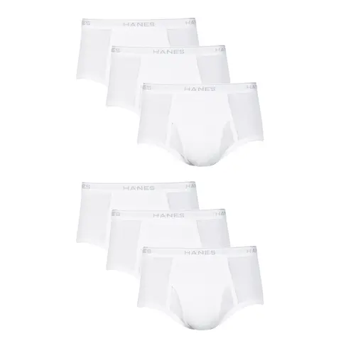 Hanes Men's White Brief Underwear 6-pack Multi Pack Comfortable Fit Soft Stretch Fabric Breathable 2252p6