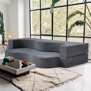 Folding Sofa Bed, Floor Sofa Couch, Convertible Sofa Bed With high density foam, Foldable Floor Couch Bed For Living Room, Guest Room, Bedroom, Modern Design, Dark Grey (Light Grey)