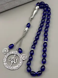 Hollow Arabic Quran Allah God Car Pendant for Women Men Stainless Steel Gold Color Islam Muslim Blue Glass Chain Amulet
