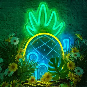 Pineapple House Neon Sign Dimmable Under Sea Pineapple LED Neon Signs for Wall Decor,Ocean Theme Neon Lights Signs for Kids Room Bedroom Decorations Gifts for Kids