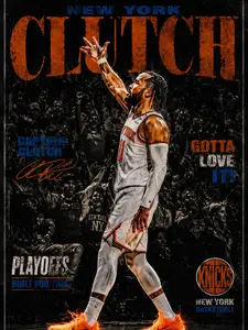 Jalen Brunson New York Clutch Basketball Wall Poster, Sports Artwork, Decorative Photo Print for Home Wall Decor