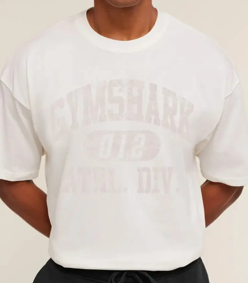 Gymshark Athletic Division Graphic Oversized T-Shirt – GS Soft White Cotton Gym Tee