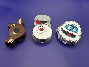 Christmas Character Tumbler Straw Toppers: Rudolph, Frosty, Bumble - Set of 3