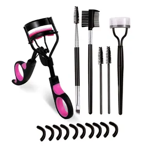 Eyelash Curling Tools Set, Eyelash Curler & Silicone Pad & Eyelash Brush & Eyelash Steel Comb & Spiral Comb, Portable Eyelash Extension Tool for Women, Eyelash Curlers Pad
