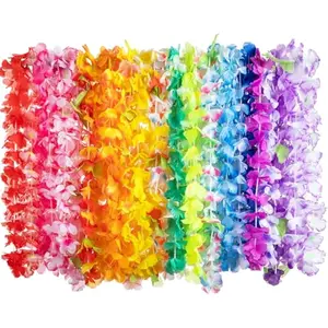 Toy 12 Counts Hawaiian Leis Bulk, Tropical Flower Lei Hawaiian Lei Beach Hawaii Luau Party Favors Decoration Birthday Party Supplies