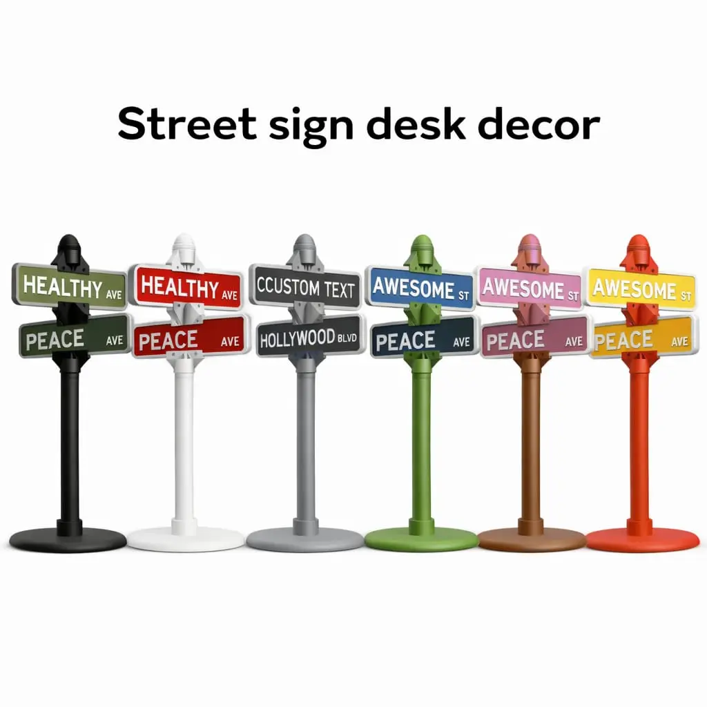 Personalized 3D Printed Street Sign Desk Decor Customizable Office Gaming Mancave End Table Funny Signs High Quality Durable Non Slip Base Versatile Home Shelf Decor Gift Set Nameplate Executive Motivational