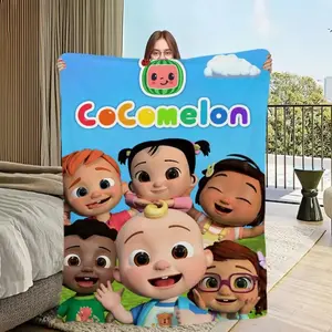 Cocomelon Cartoon Blanket Kids Blanket Ultra Soft Plush Flannel Cozy Warm All Season Bedroom Couch Sofa Living Room Office Baby Travel Decor Birthday Christmas Gift for Kids Toddlers Boys Girls Fans Cute Style