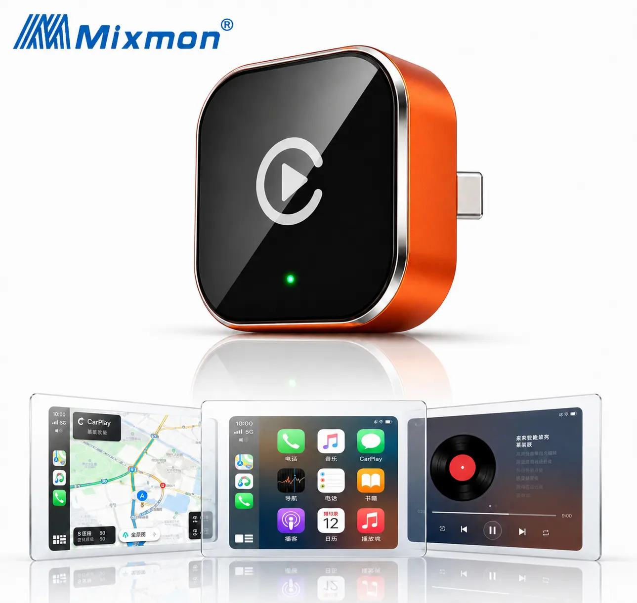 Mixmon 2026 2-in-1 Wireless CarPlay & Android Auto Adapter, Ultra Mini Dongle Converts Wired to Wireless, WiFi 6 & Bluetooth 5.4, Plug & Play Stick for Cars with Factory Wired System, Low Latency