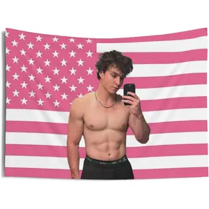 Nicholas Chavez Pink American Flag Tapestries Gifts Monsters Gift Free Menendez Brothers Yard Sign Nicholas Chavez Lyle Menendez Wall Art Print Poster Indoor Wall Tapestries Home Decor Gift for Fan
