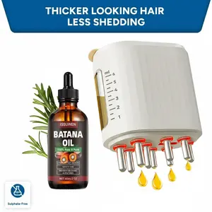 Electric Scalp Oil Applicator + Batana Hair Growth Oil Set Deep Scalp Detox & Hair Regrowth Tool Easy to Use Clean Quality Materials Waterproof IPX5  curly hair products hair growth oil batana hair oil hair growth oils hair oil cyber monday hair oil  stra