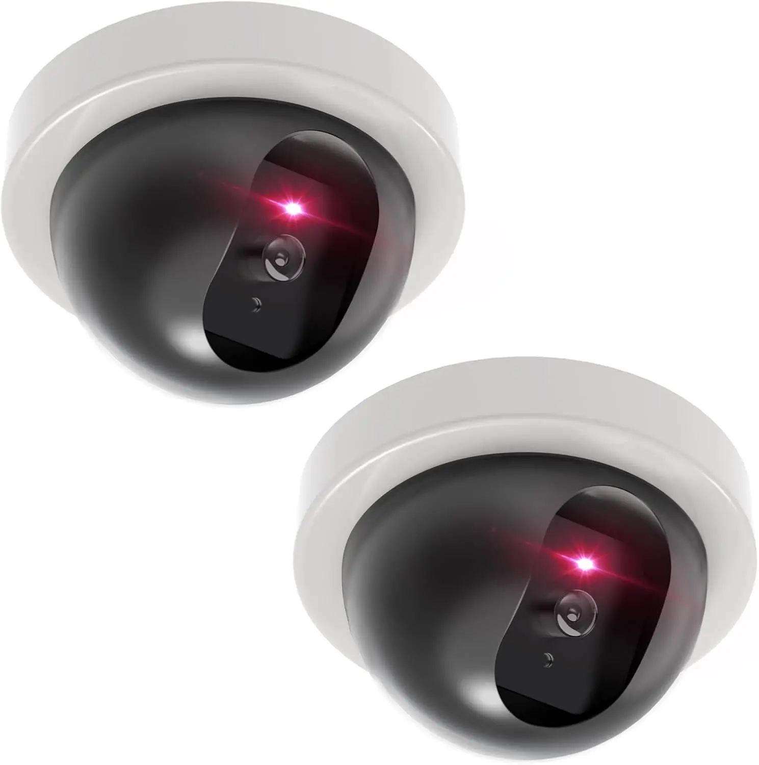 WALI CCTV Dome Fake Camera with Flashing Red Light, 2 Pack, White (SDW-2)
