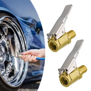 Tire Air Chuck with Clip Adapter, Brass Locking Tire Inflator Nozzle Adapter Connect, No Leakage Tire Chucks for Vehicle Inflator Compressor Pump Connect Accessories Tool 8mm 2Pack Automotive Repair Tools