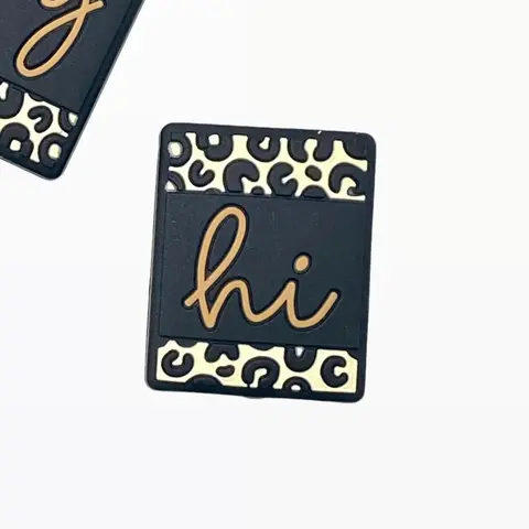 1pc Hello Hi Hey Silicone Focal Beads with Cheetah Print - Crafting & Beading Supplies DIY Charm Beaded