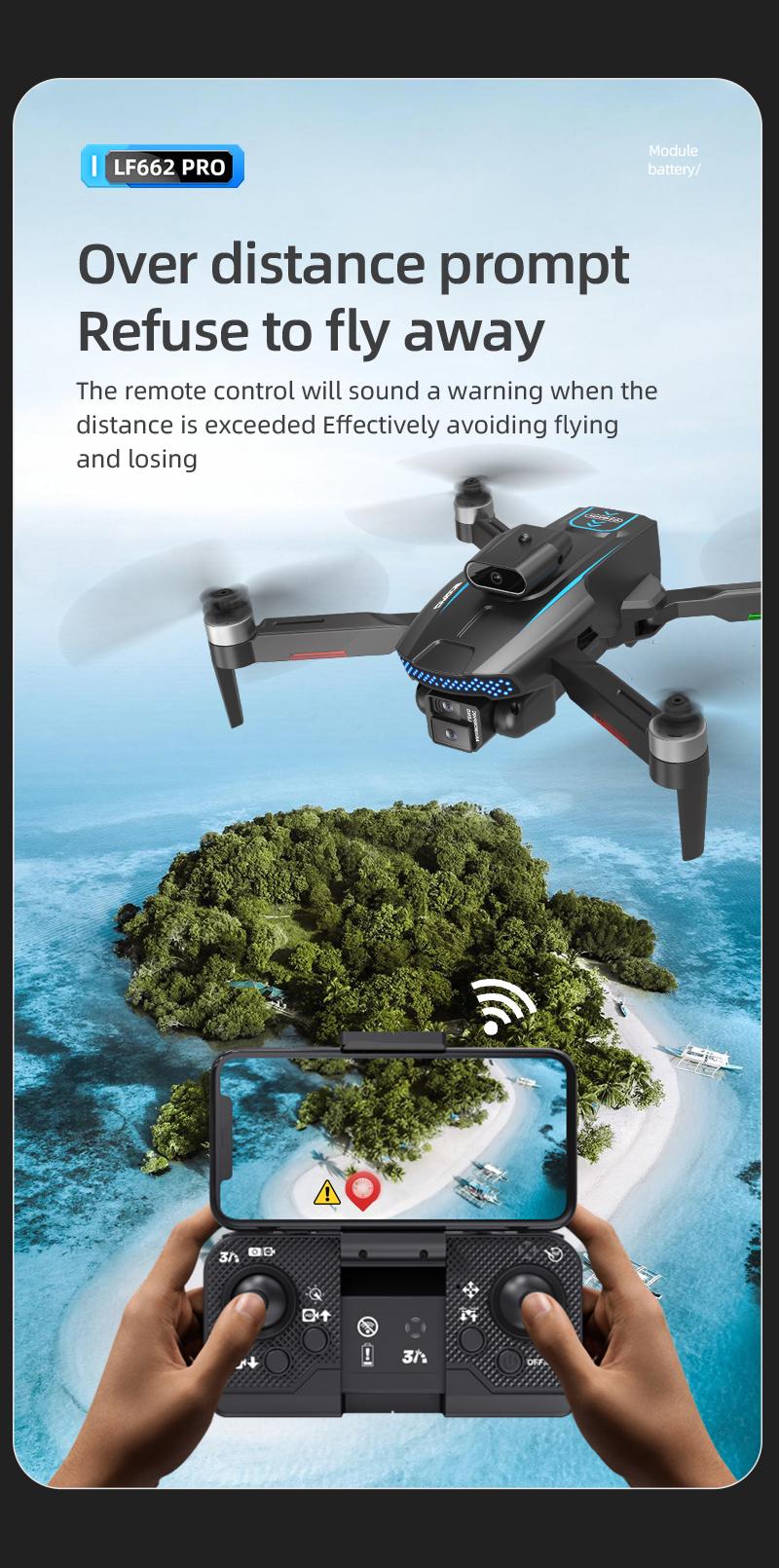 LF662 PRO 4K HD Triple Camera Flying Device, 360° Obstacle Avoidance Brushless Motor, 90° Electric Adjustable Lens, Foldable RC Aerial Camera with 20 Mins Flight Time, 1800mAh Battery, Optical Flow Hover, for Adults Beginners